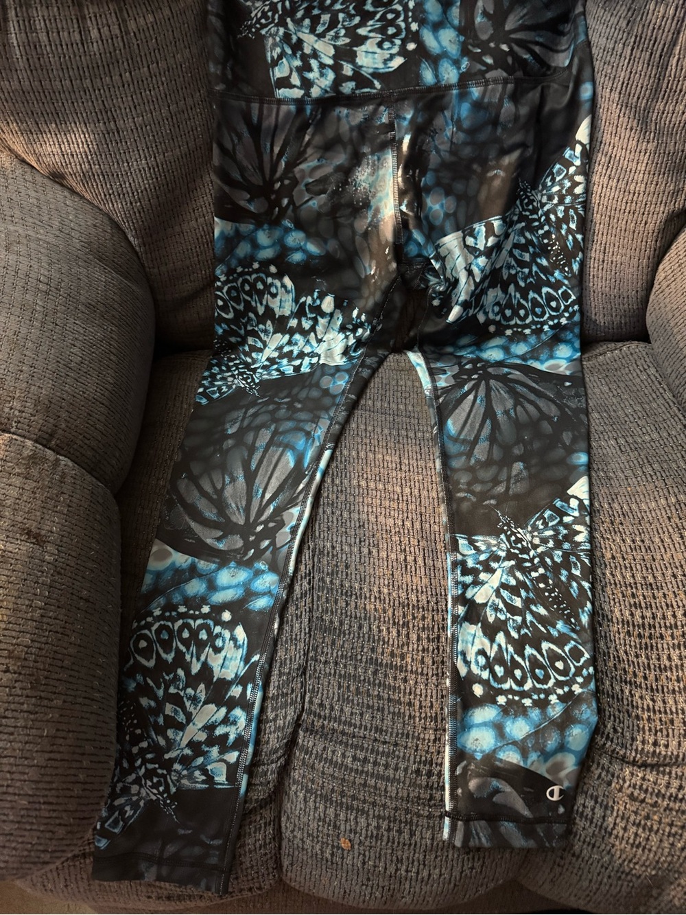 Champion Black and Blue Butterfly Print Leggings X-Large